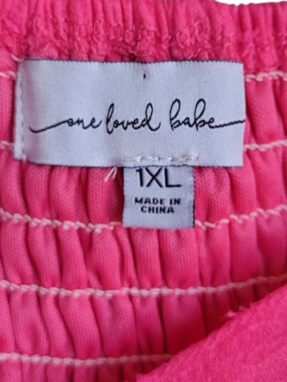 Hot Pink Swiss Dot Smocked Babydoll Mini Dress Puff Sleeve Romantic XL L - Picture 8 of 11